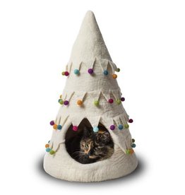 Dharma Dog Karma Cat Karma Cat Wool Felt Christmas Tree Cave White