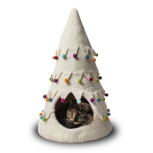 Dharma Dog Karma Cat Karma Cat Wool Felt Christmas Tree Cave White