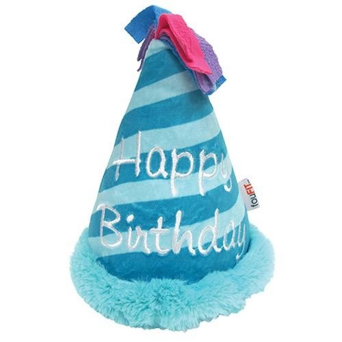 Fou Fou Dog Fou Fou Dog, Chapeau cône d'anniversaire jouet en peluche, bleu