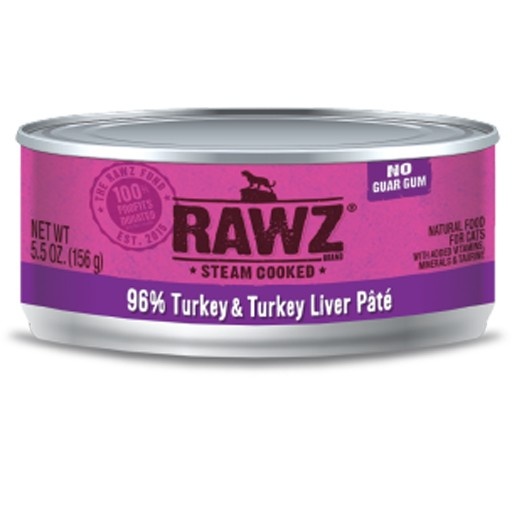 Rawz Rawz, Pâtée en boîte pour chat, 96% dinde et foie de dinde, 5,5 oz