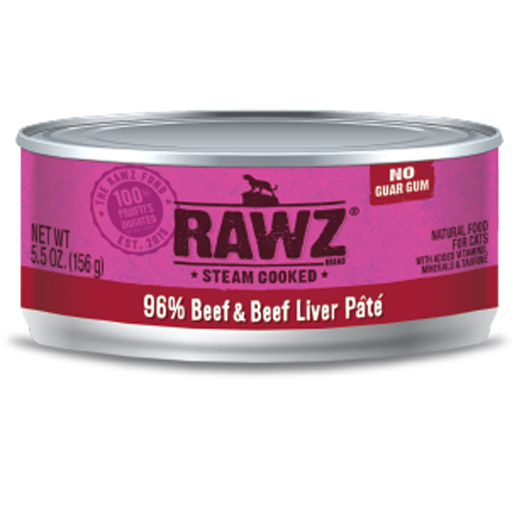 Rawz Rawz, Pâtée en boîte pour chat, 96% bœuf et foie de bœuf, 5,5 oz