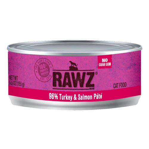 Rawz Rawz, Pâtée en boîte pour chat, 96% dinde et saumon, 5,5 oz