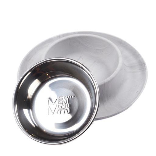 Messy Mutts Messy Mutts Silicone Feeder with Stainless Saucer Bowl 1.5 Cup Marble Medium
