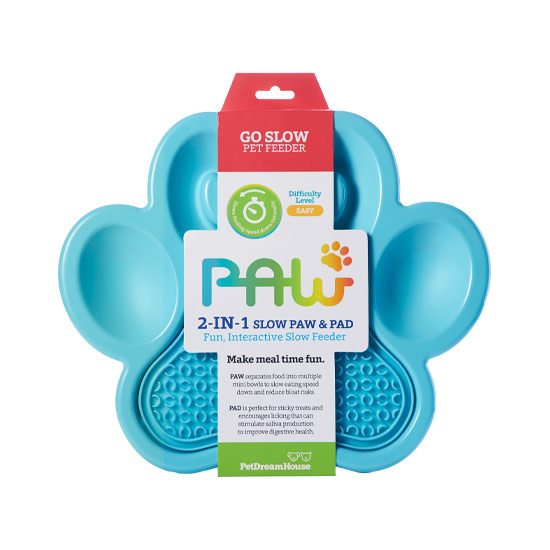 Pet Dream House Paw  2-1 Slow Feeder Blue