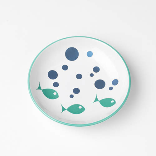 Petrageous Bubble Fish 5" Saucer White/Turquoise 2.5oz