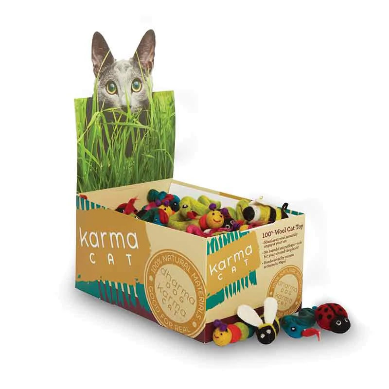 Dharma Dog Kharma Cat Wool Felt Backyard Caterpillar, Ladybug, Snake & Bee  Assorted