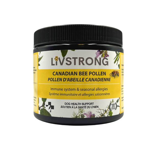 Livstrong Livstrong, Pollen d'abeille canadien pour système immunitaire/allergies saisonnières et soutien à la santé du chien, 150 g