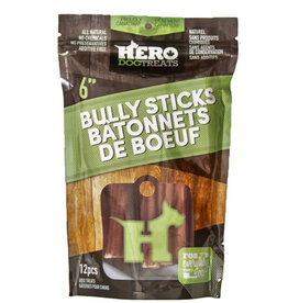 Hero Dog Treats Hero Bâtonnets de pénis de bœuf 6po - 12/pqt