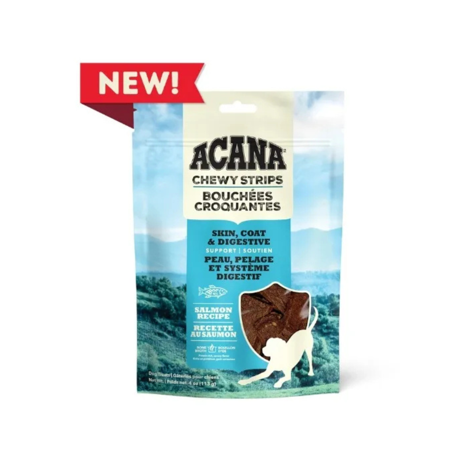 Acana Acana Chewy Strips Dog Treats Skin, Coat & Digestive Support Salmon Recipe 113g