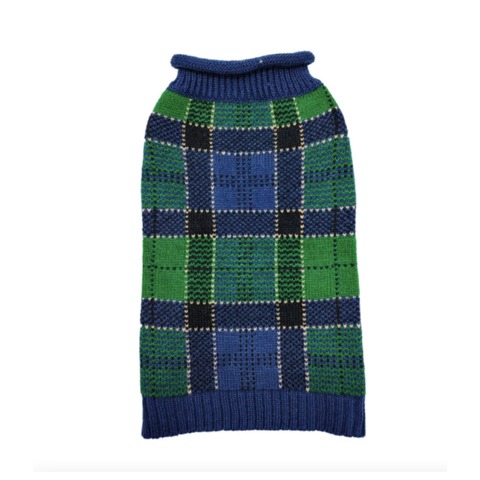 Doggie-Q DQ Double Knit Plaid Sweater