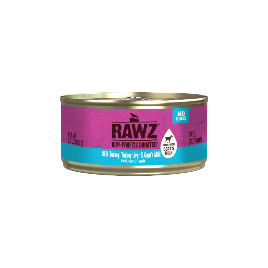 Rawz Cat Can 96% Turkey, Turkey Liver & Goat Milk 5.5oz