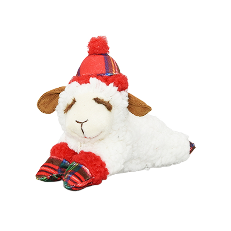 Multipet Holiday Lamb Chop Red Plaid 10.5"