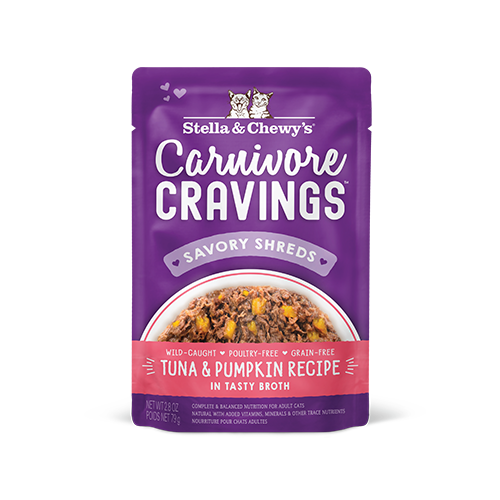 Stella & Chewy's Stella & Chewy's Carnivore Cravings Savory Shreds Tuna & Pumpkin in Broth Wet Cat Food 2.8oz
