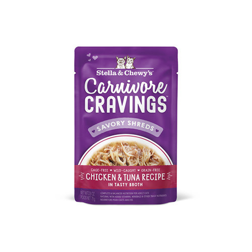 Stella & Chewy's Stella & Chewy's Carnivore Cravings Savory Shreds Chicken & Tuna in Broth Wet Cat Food 2.8oz