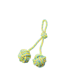 BUD'Z Bud'z Rope Toy Double Monkey's Fist With Loop Green And Yellow 40cm