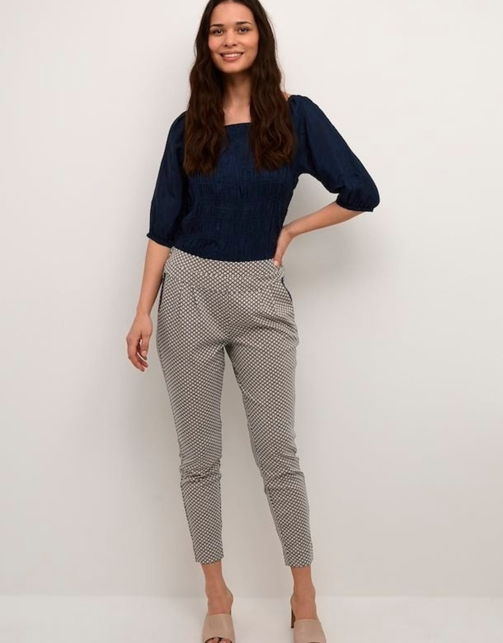 Buy Navy & White Trousers & Pants for Women by Kryptic Online