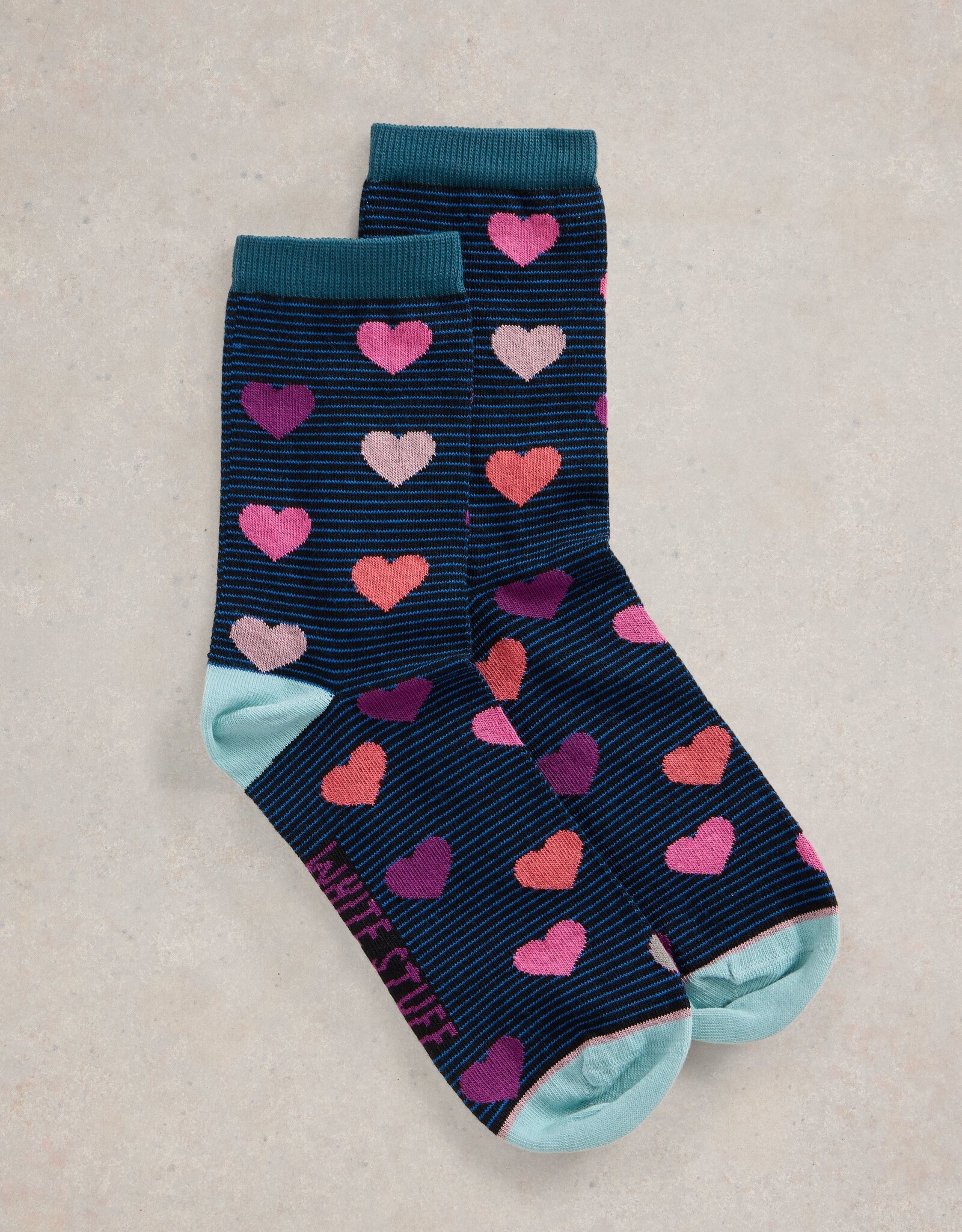 White Stuff White Stuff - Striped Heart Ankle Sock FW24