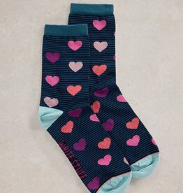 White Stuff White Stuff - Striped Heart Ankle Sock FW24