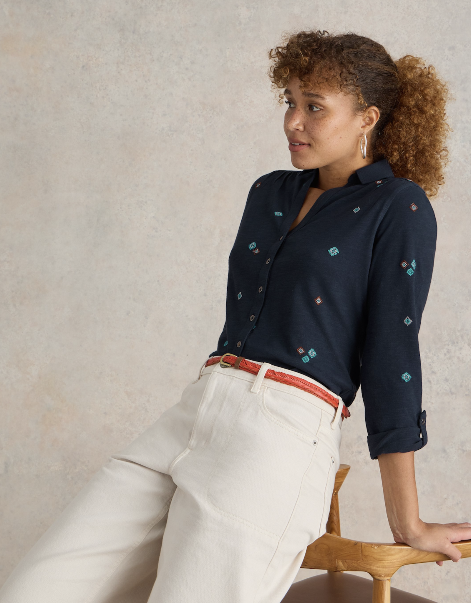 White Stuff White Stuff - Annie Embroidered Shirt FW24