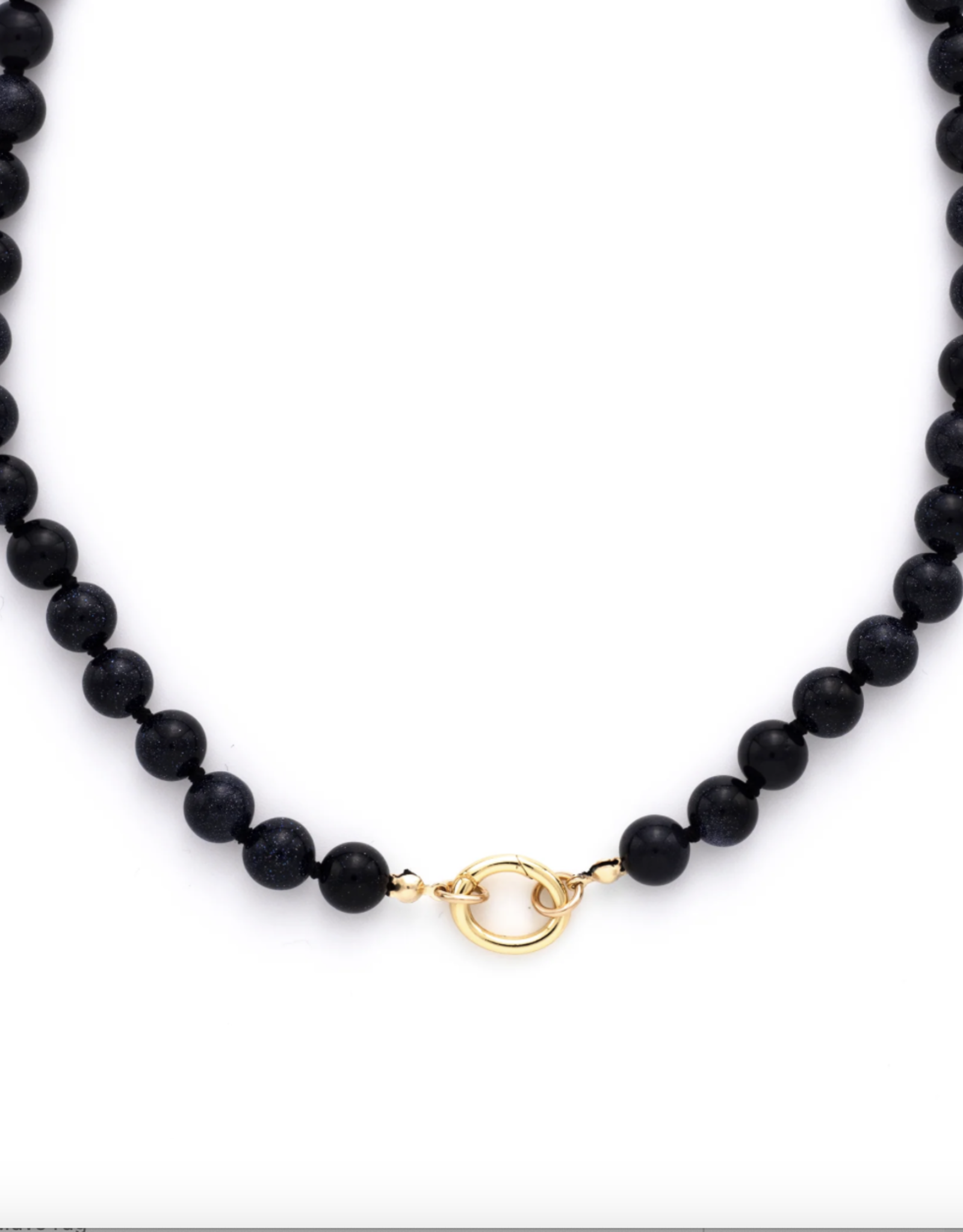 Flora Ciccarelli Flora Ciccarelli- 24A-207 Collier 17"blue goldstone necklace with circular front closure.
