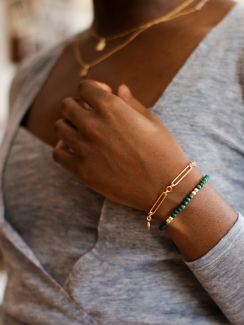 Flora Ciccarelli Flora Ciccarelli- 24P-003 6" bracelet malachite stones and gold-filled beads