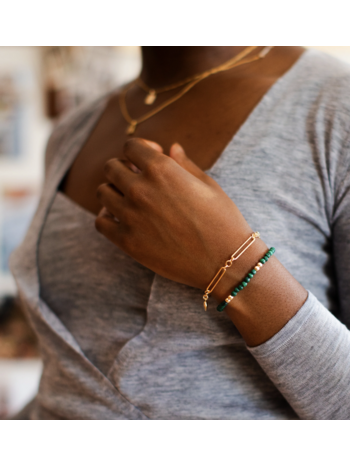 Flora Ciccarelli Flora Ciccarelli- 24P-003 6" bracelet malachite stones and gold-filled beads