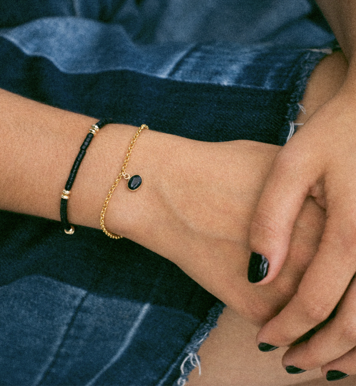 Flora Ciccarelli Flora Ciccarelli- 24A-001  6" bracelet with blue goldstone roundels and gold-filled saucers
