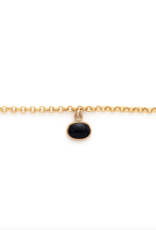 Flora Ciccarelli Flora Ciccarelli- 24A-002 6" gold-filled rolo chain bracelet with bezel-set blue goldstone charm 
