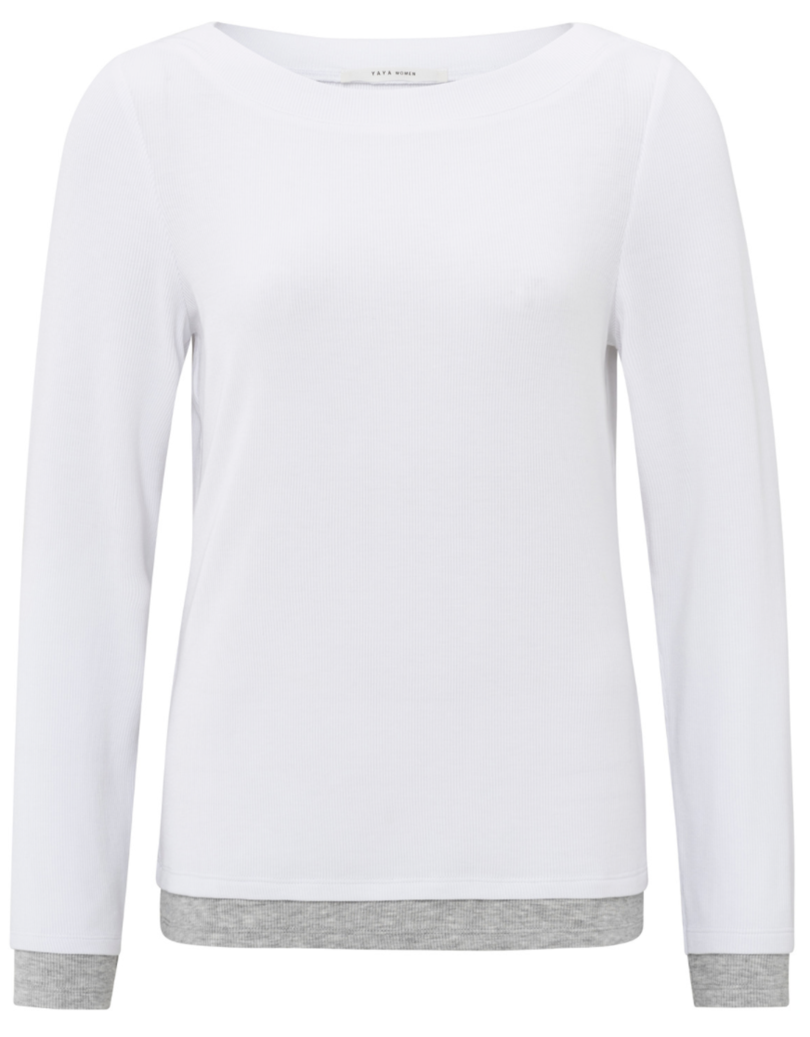 Yaya Yaya-01709255 - Faux Double Layer Top with Boatneck