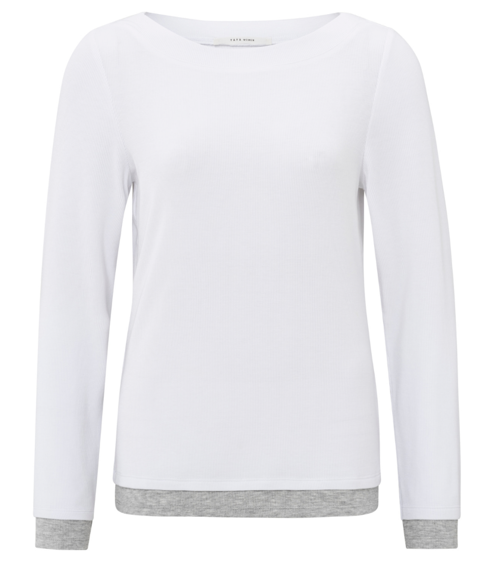 Yaya Yaya-01709255 - Faux Double Layer Top with Boatneck