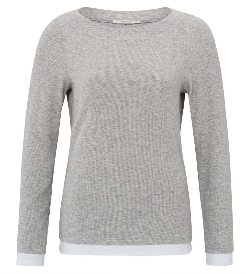Yaya Yaya-01709255 - Faux Double Layer Top with Boatneck