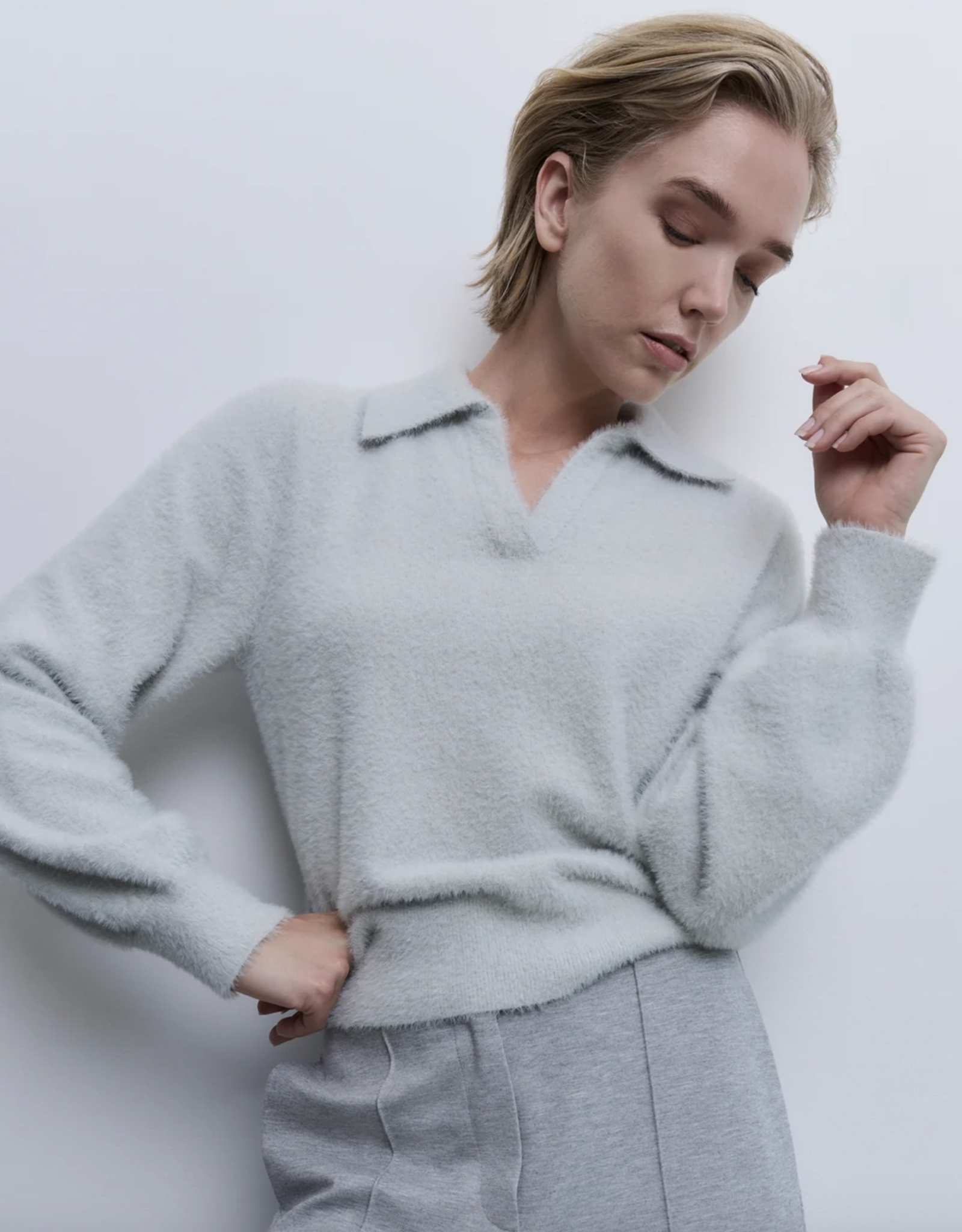 Yaya Yaya-01000429 - Fluffy Polo Sweater SS25