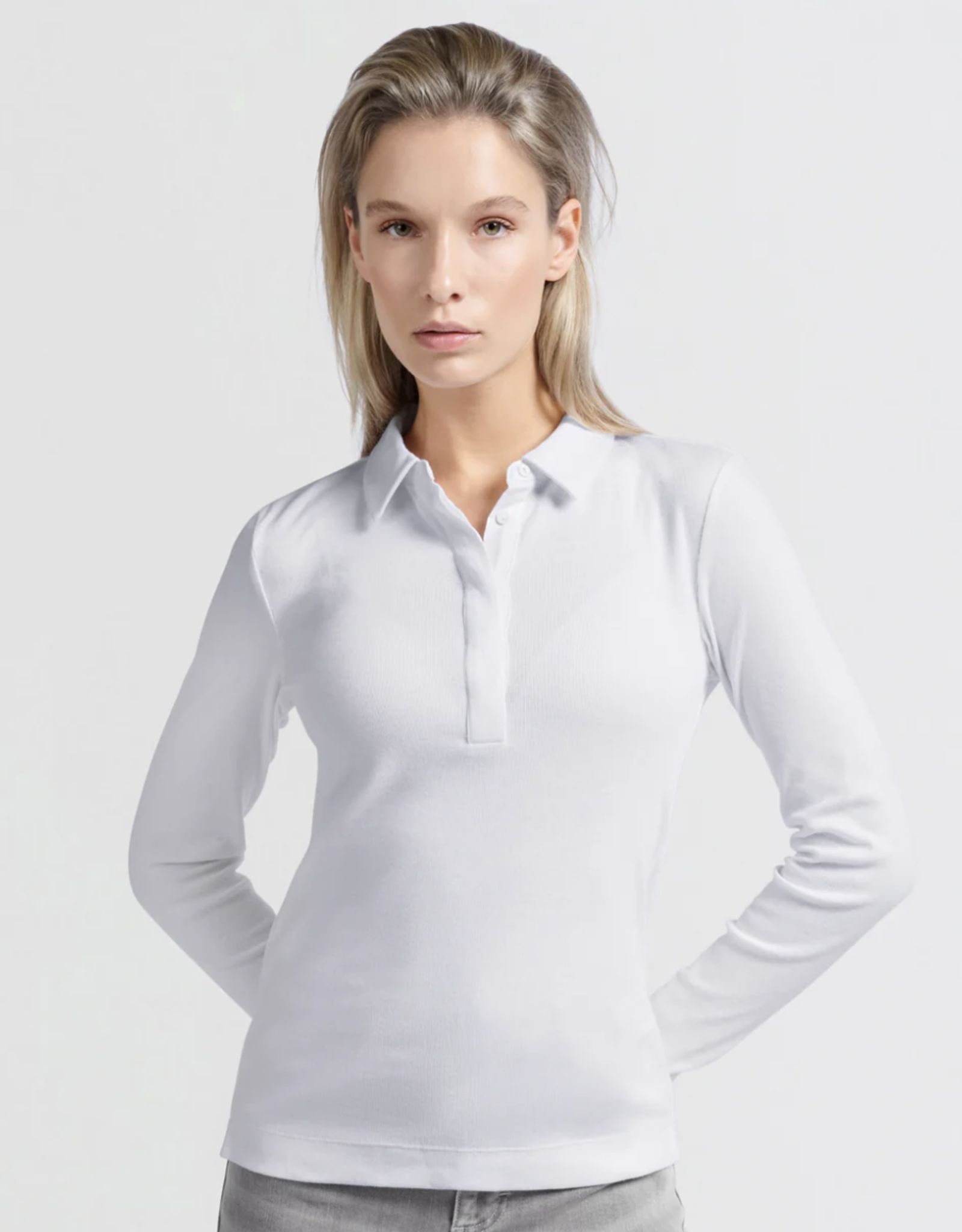 Yaya Yaya-01709256 - Fine Rib Jersey Polo manches longues SS25