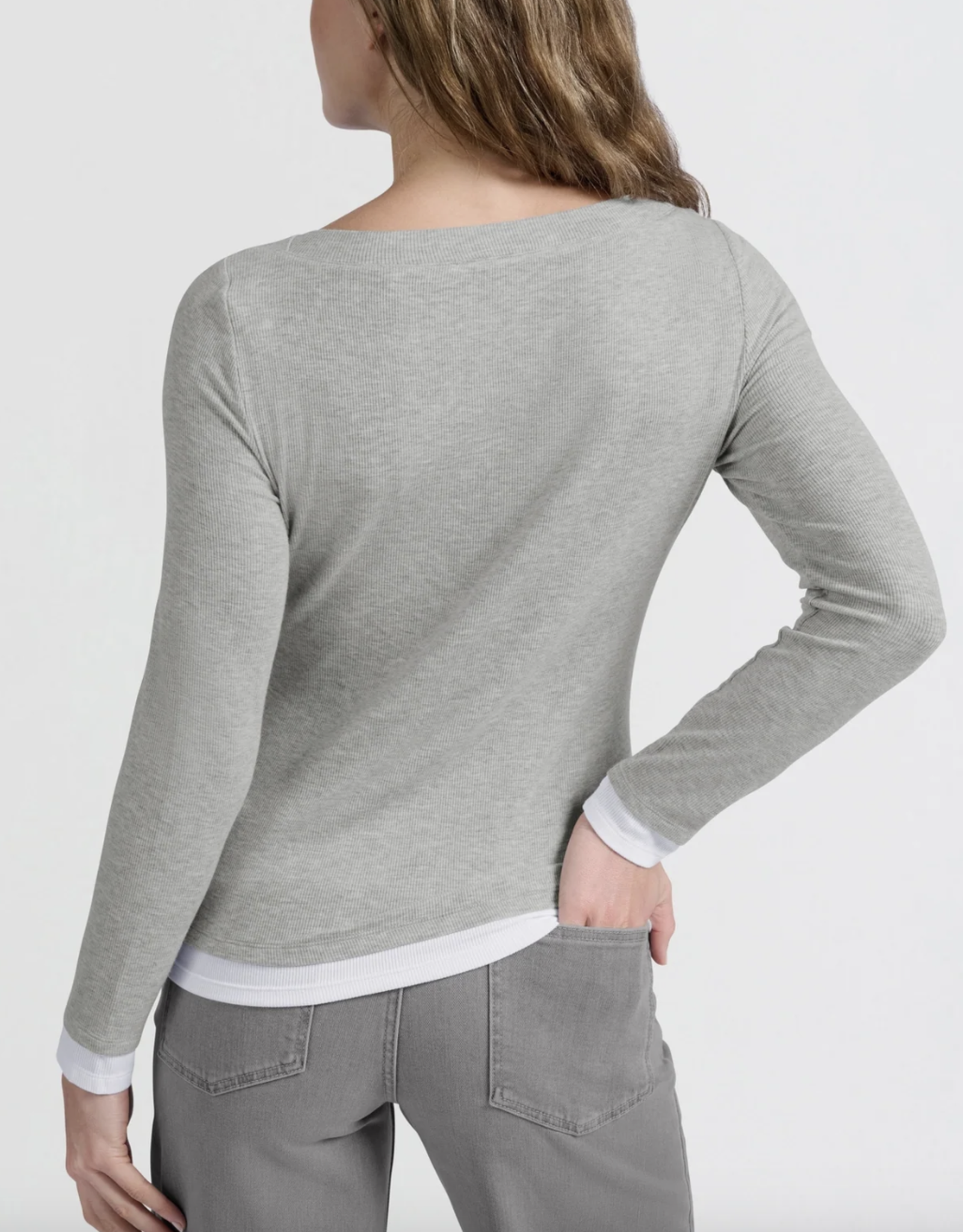 Yaya Yaya-01709255 - Faux Double Layer Top with Boatneck