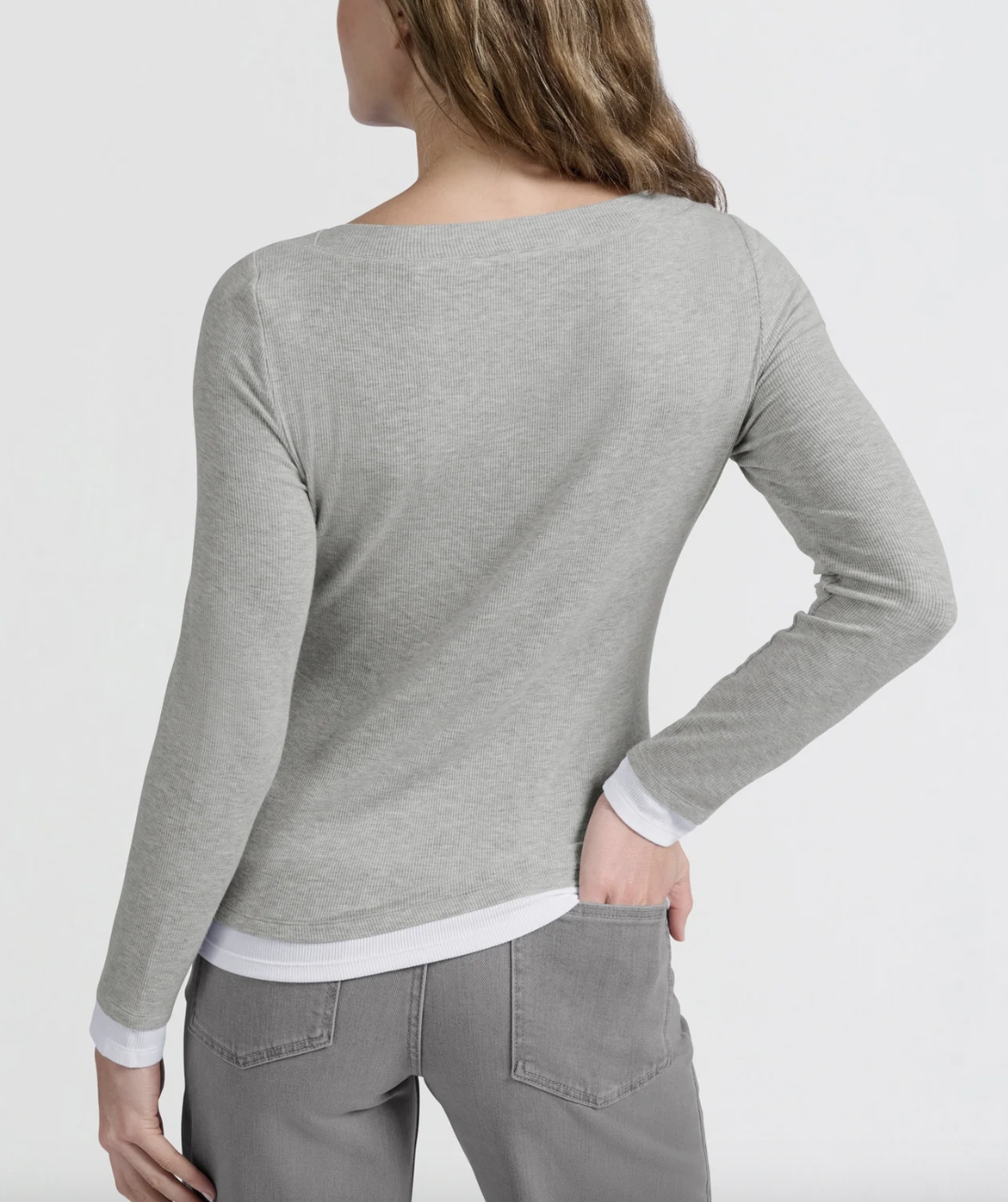 Yaya Yaya-01709255 - Faux Double Layer Top with Boatneck