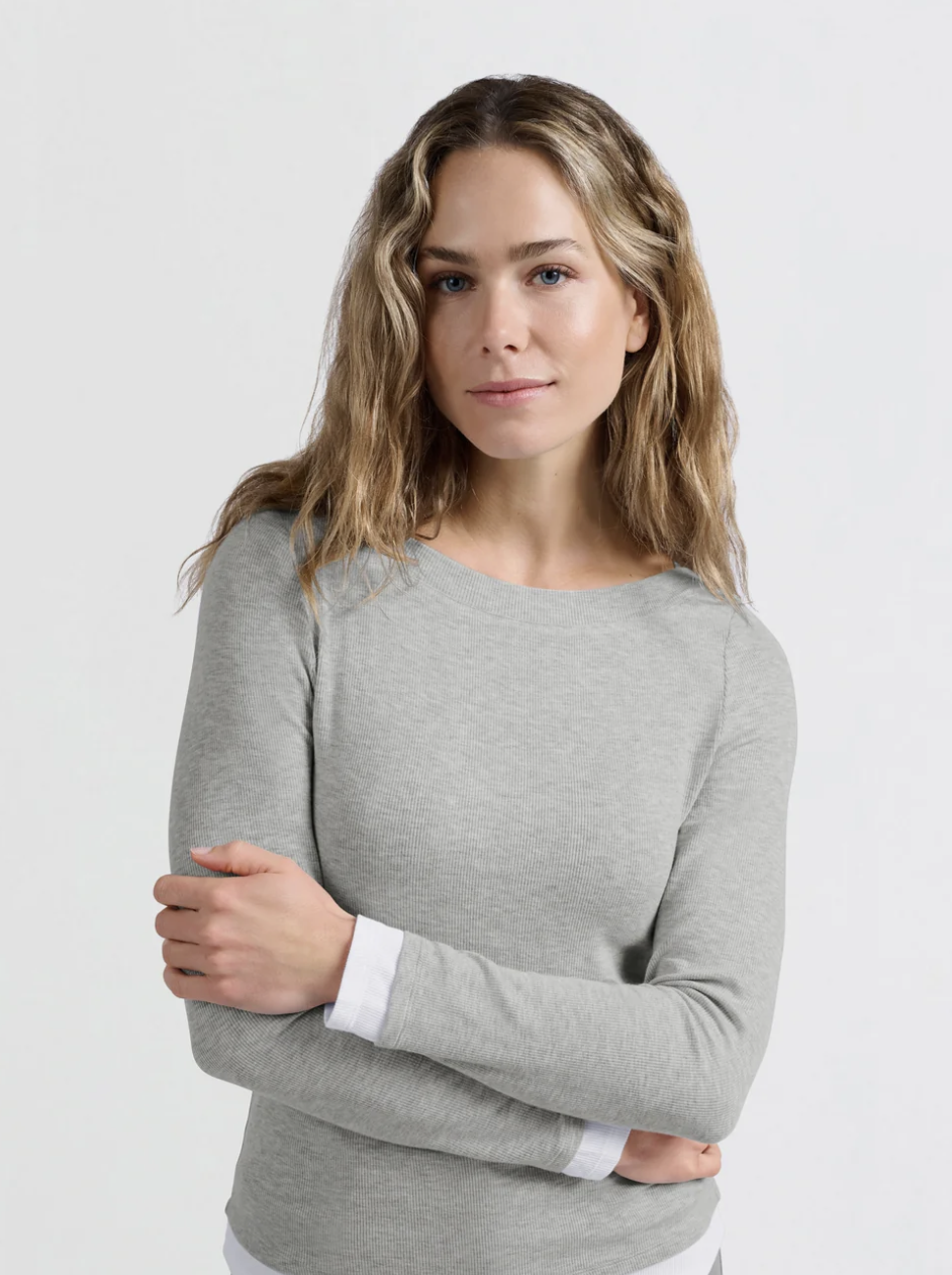 Yaya Yaya-01709255 - Faux Double Layer Top with Boatneck