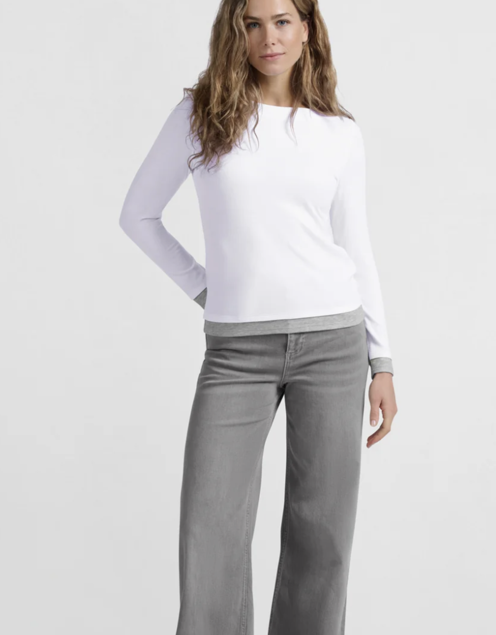 Yaya Yaya-01709255 - Faux Double Layer Top with Boatneck