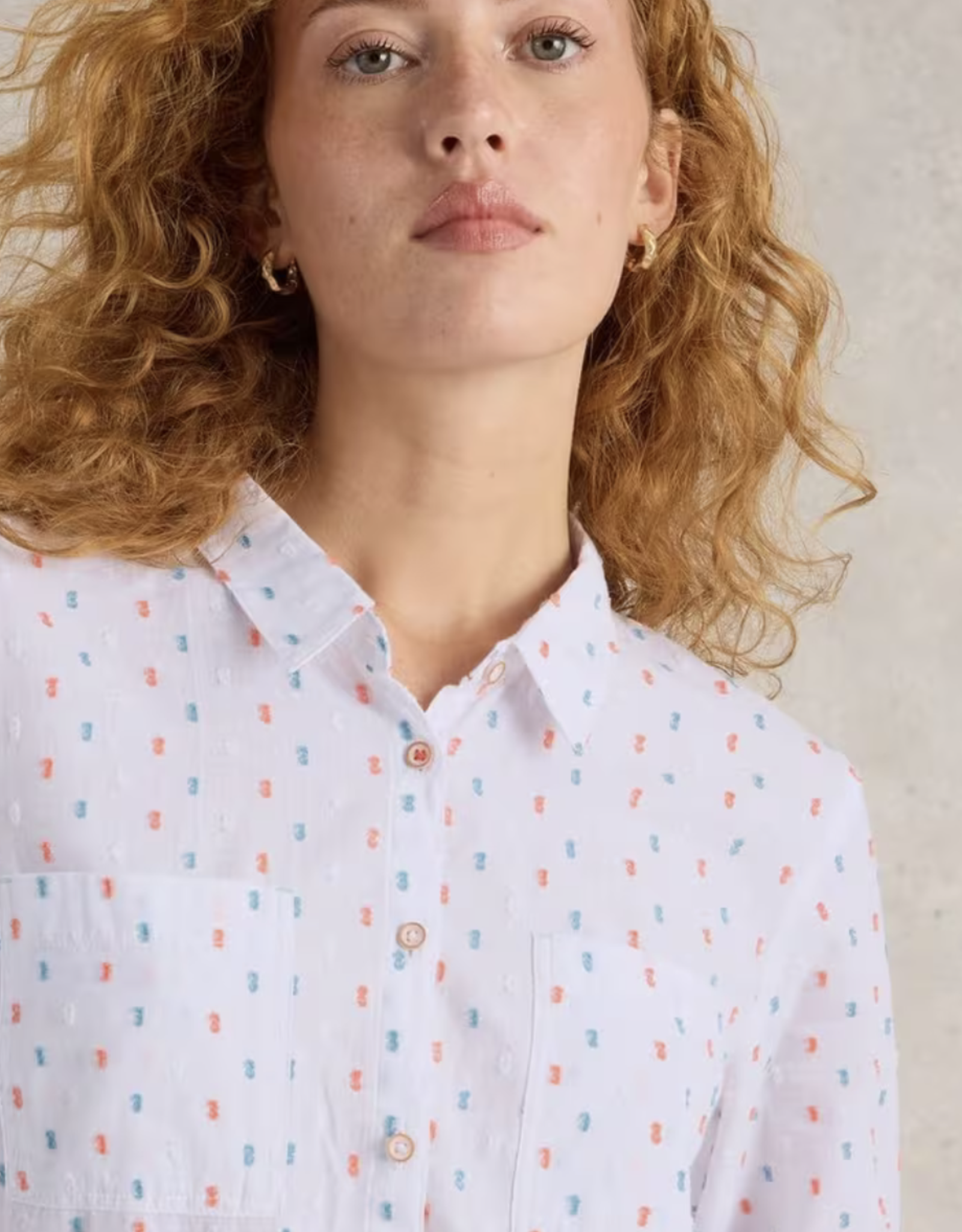 White Stuff White Stuff- 442783 Sophie Organic cotton Shirt ivory multi SS25