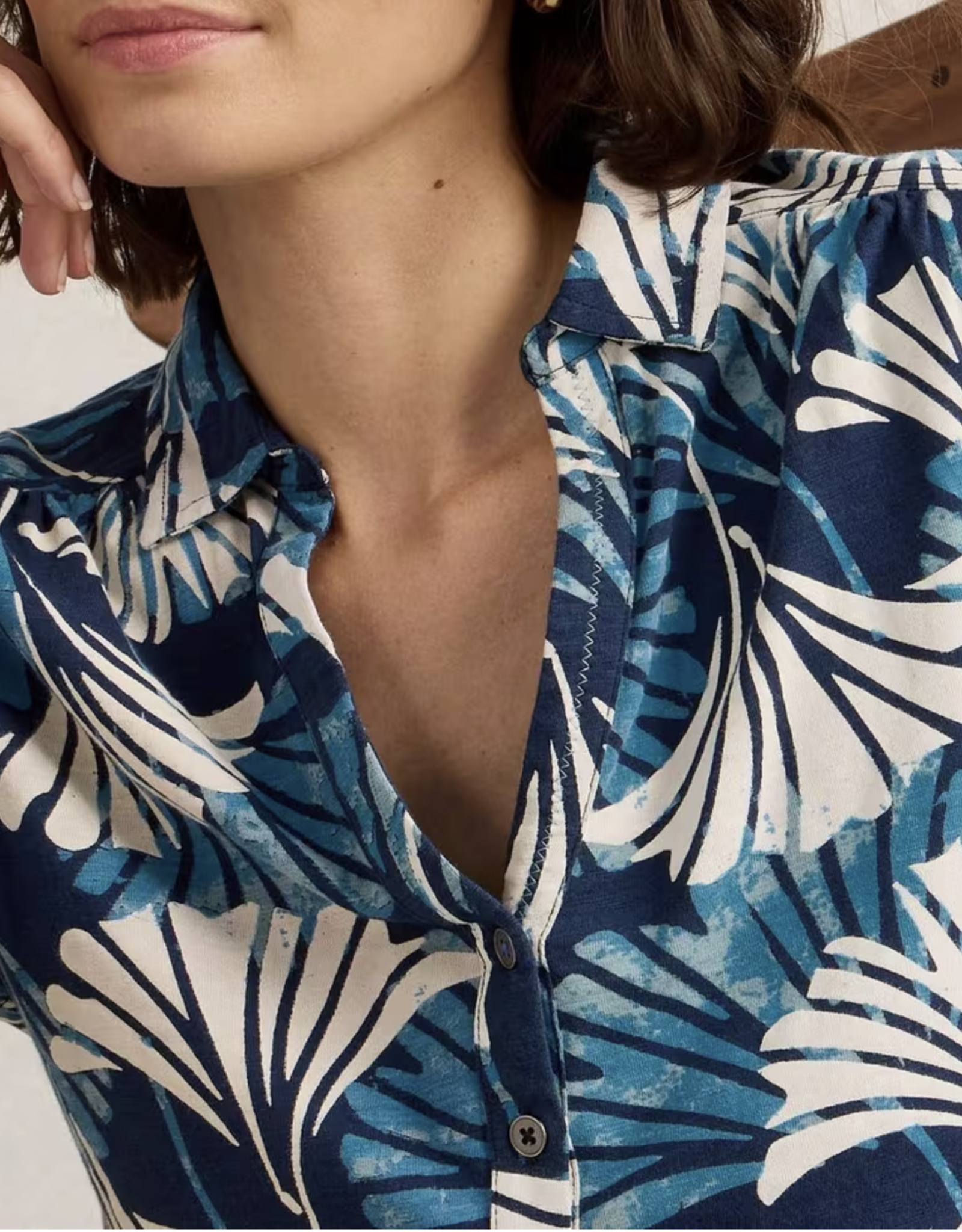 White Stuff White Stuff- 442977 Annie Jersey imprimé bleu SS25