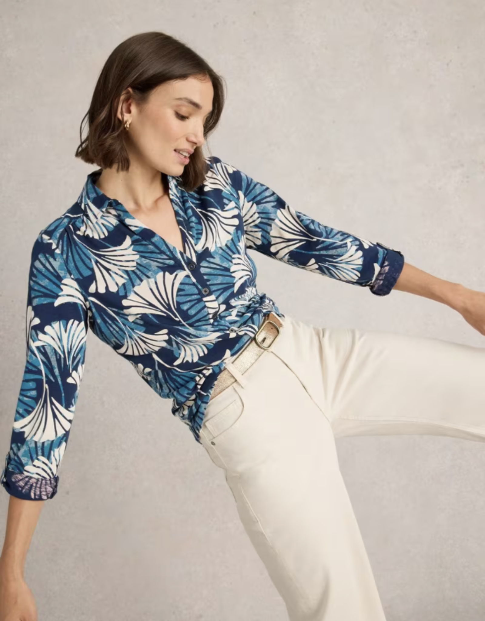 White Stuff White Stuff- 442977 Annie Jersey imprimé bleu SS25