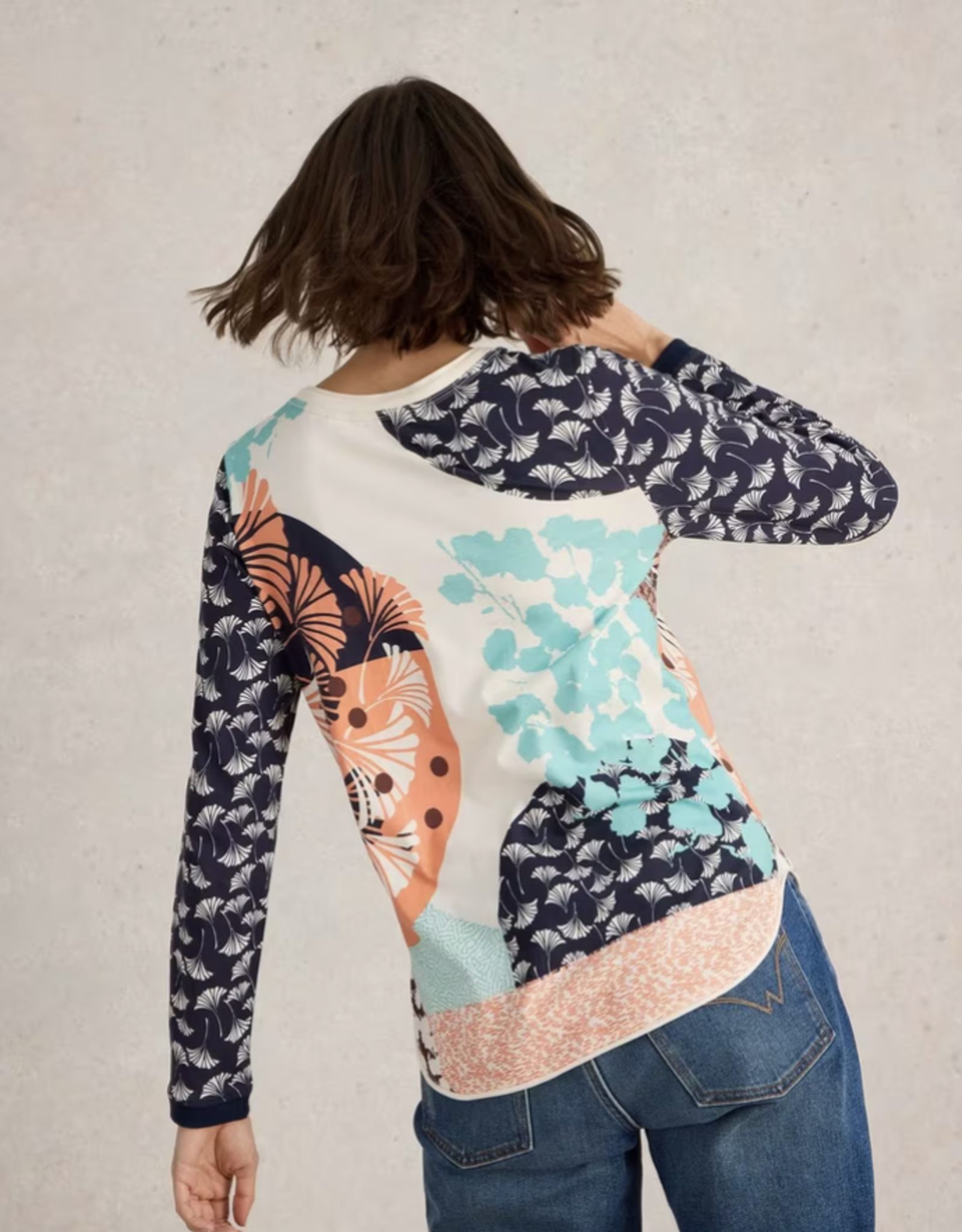 White Stuff White Stuff- 442989 Clara LS Tee Blue Print SS25
