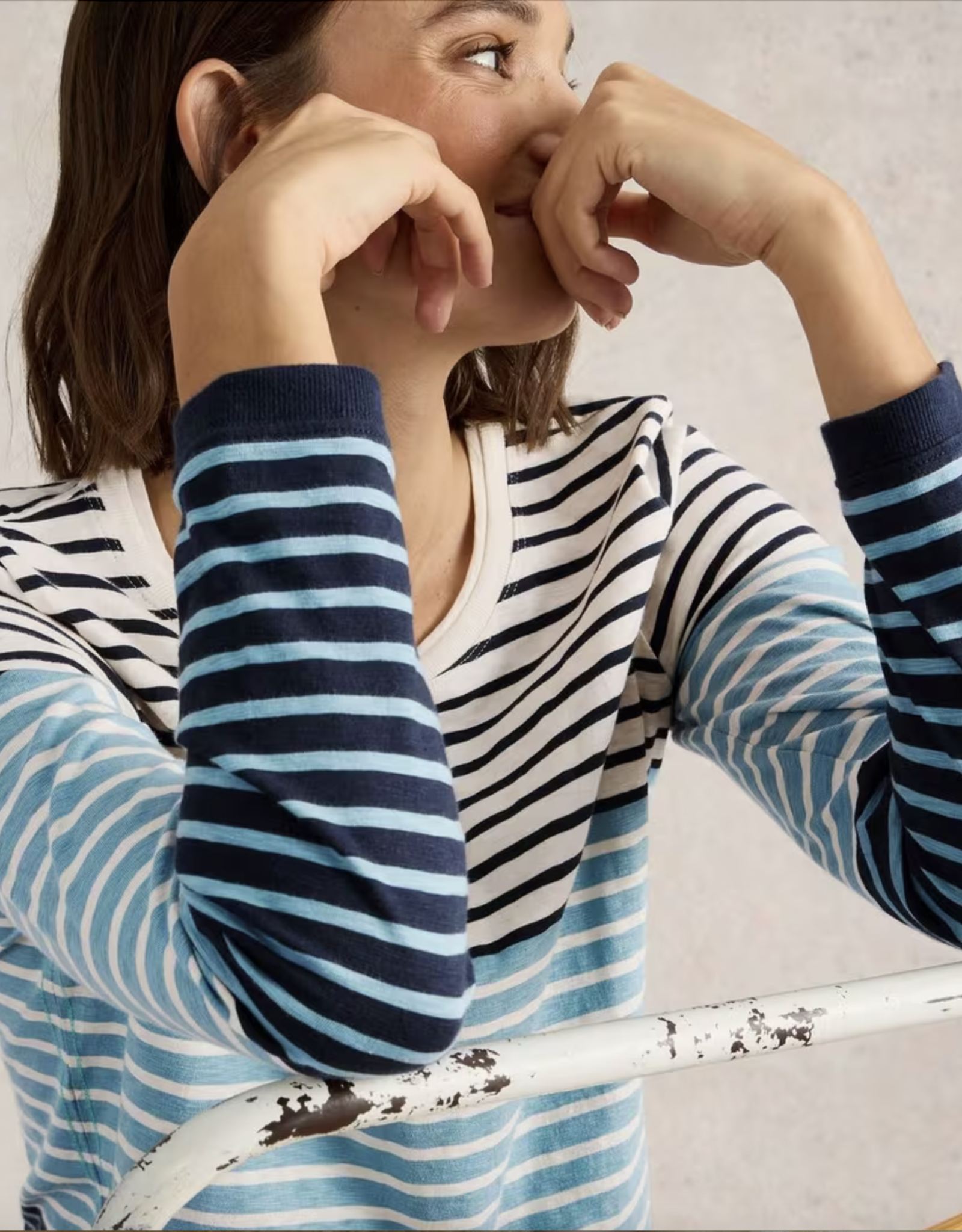 White Stuff White Stuff-443026 Clara LS Tee Blue Multi SS25