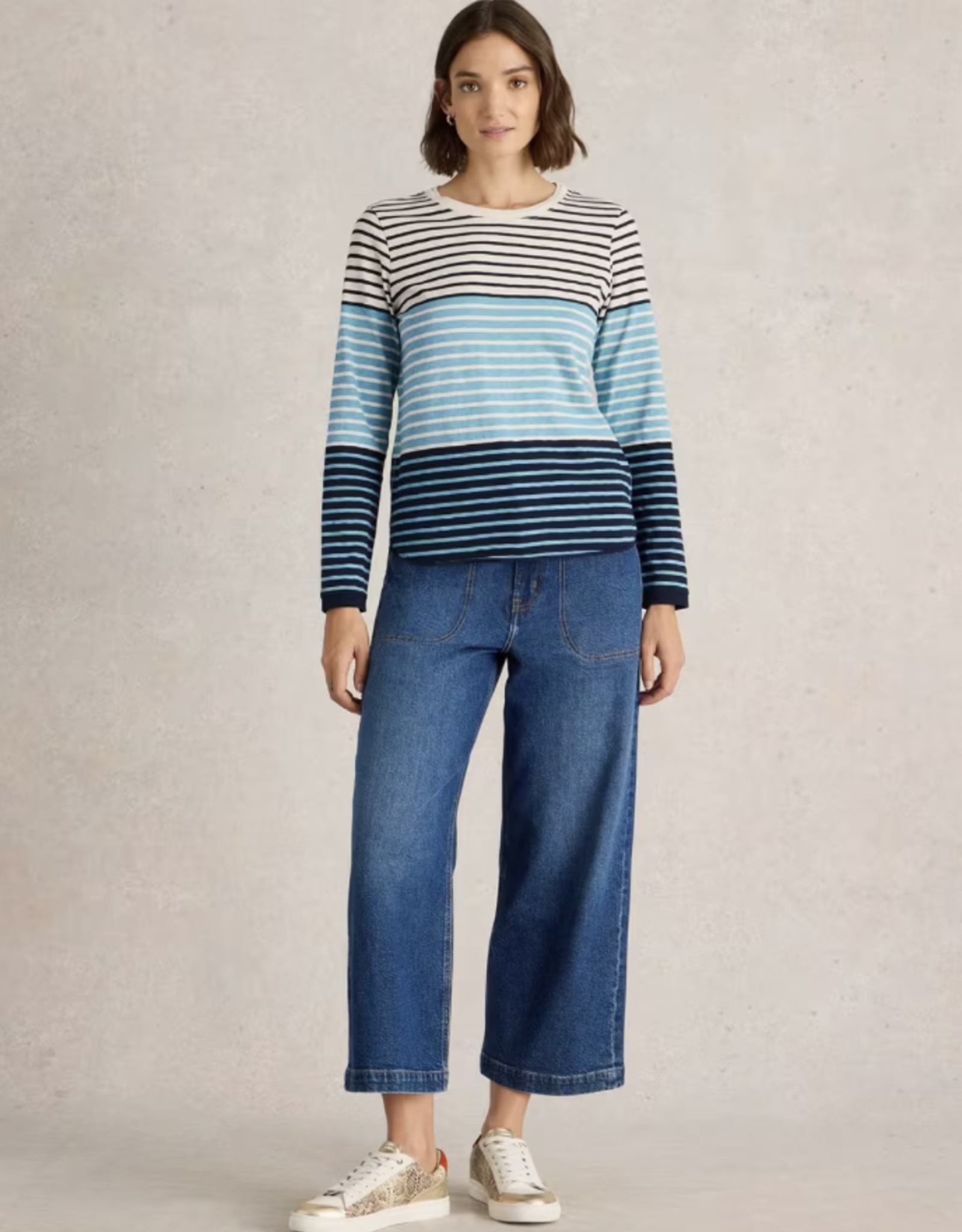 White Stuff White Stuff-443026 Clara LS Tee Blue Multi SS25