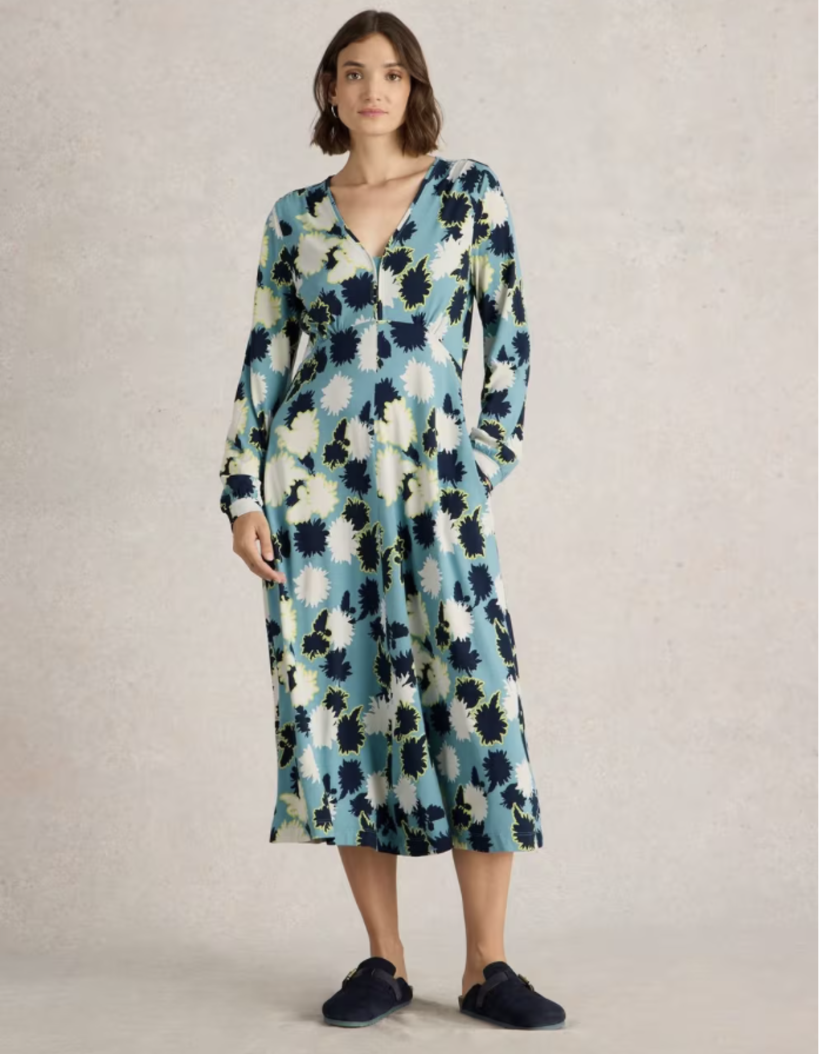 White Stuff White Stuff-442715 Megan Jersey robe imprimée bleue SS25