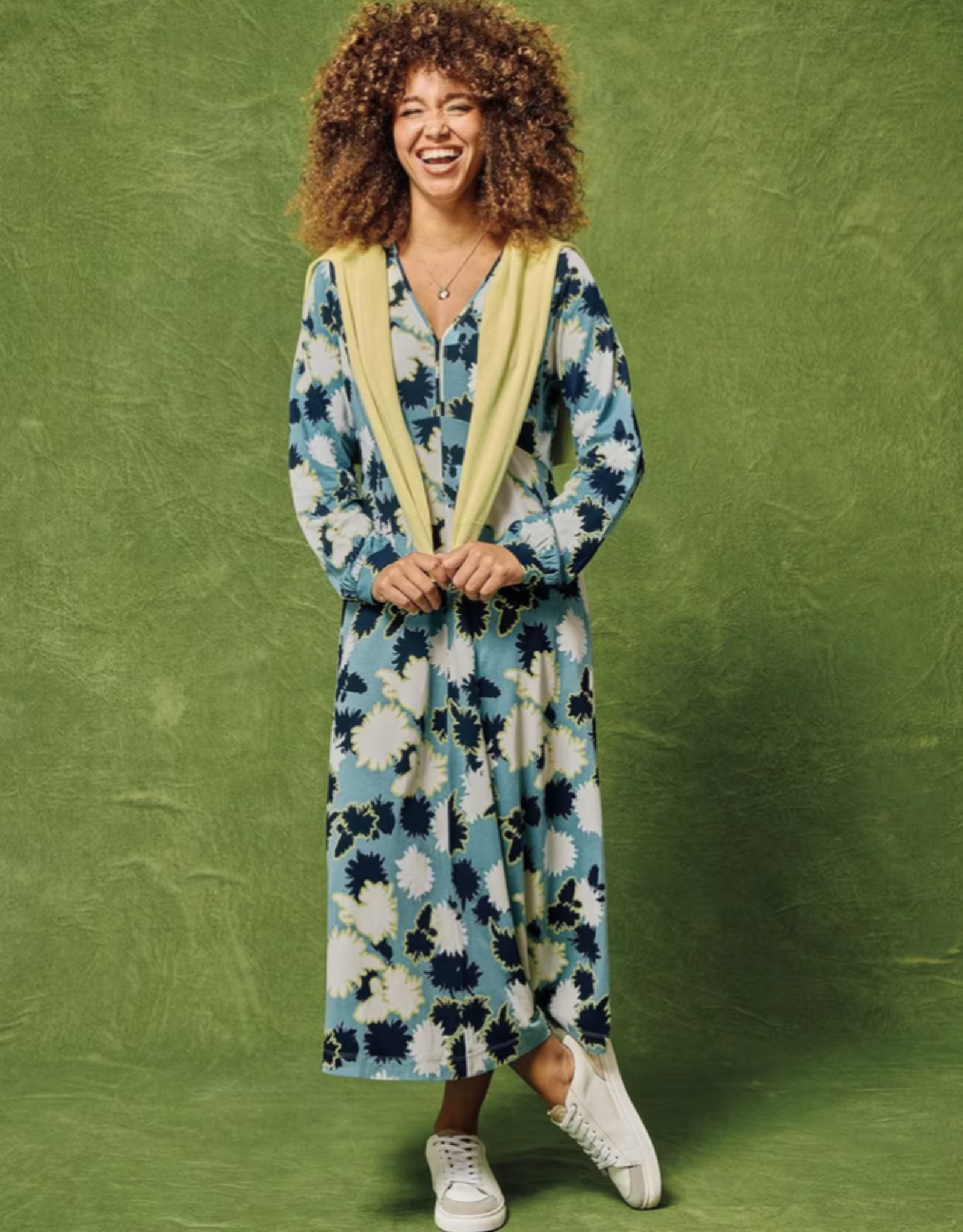 White Stuff White Stuff-442715 Megan Jersey robe imprimée bleue SS25