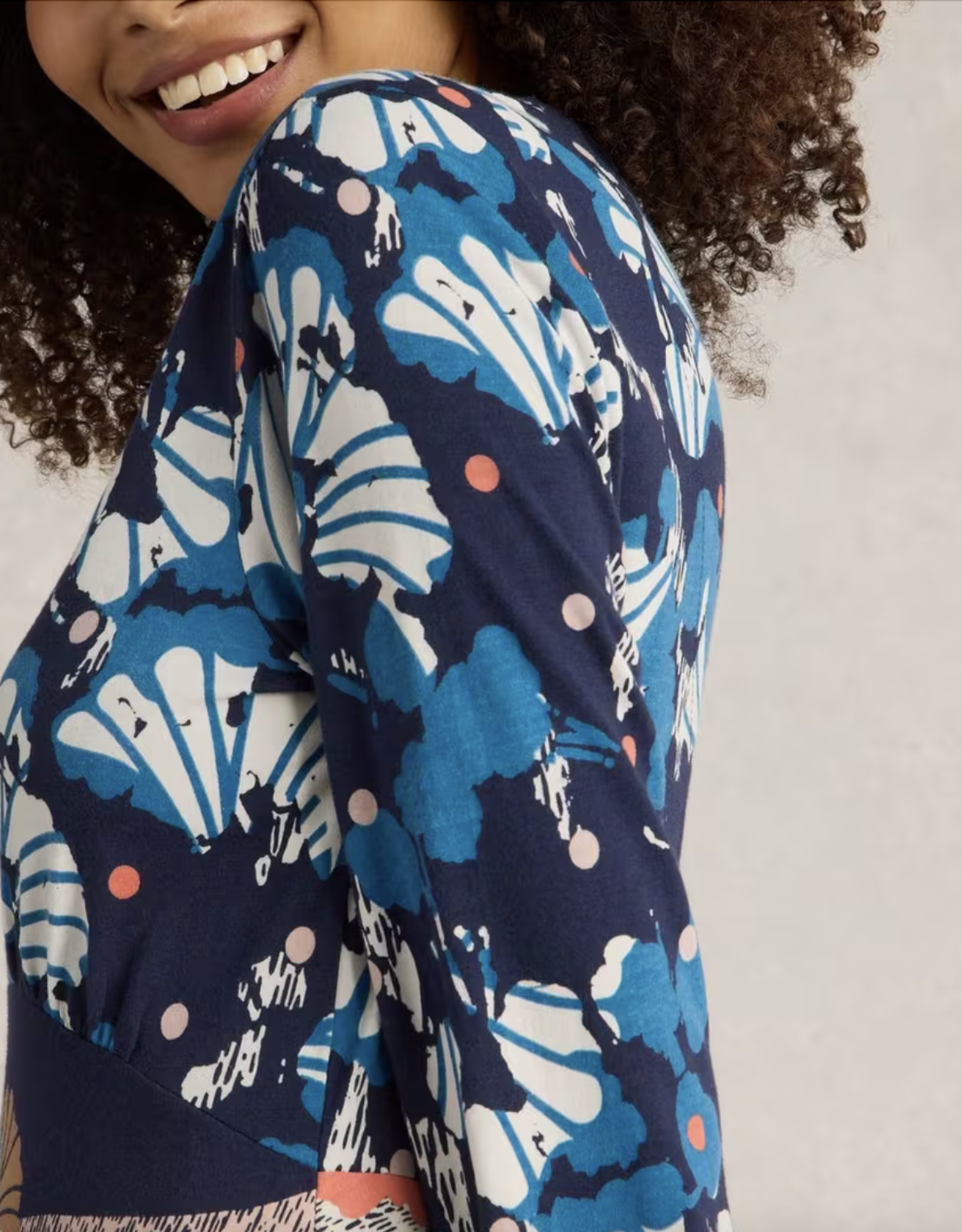 White Stuff White Stuff-442715 Megan Jersey Robe Navy Multi SS25