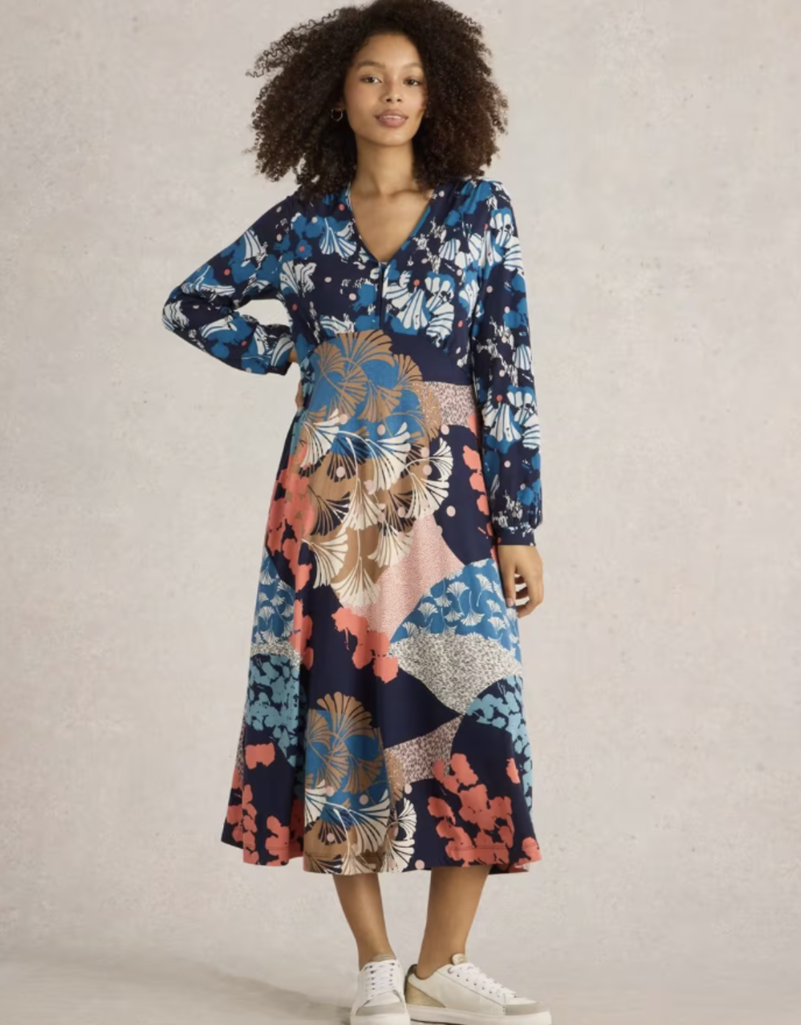 White Stuff White Stuff-442715 Megan Jersey Robe Navy Multi SS25