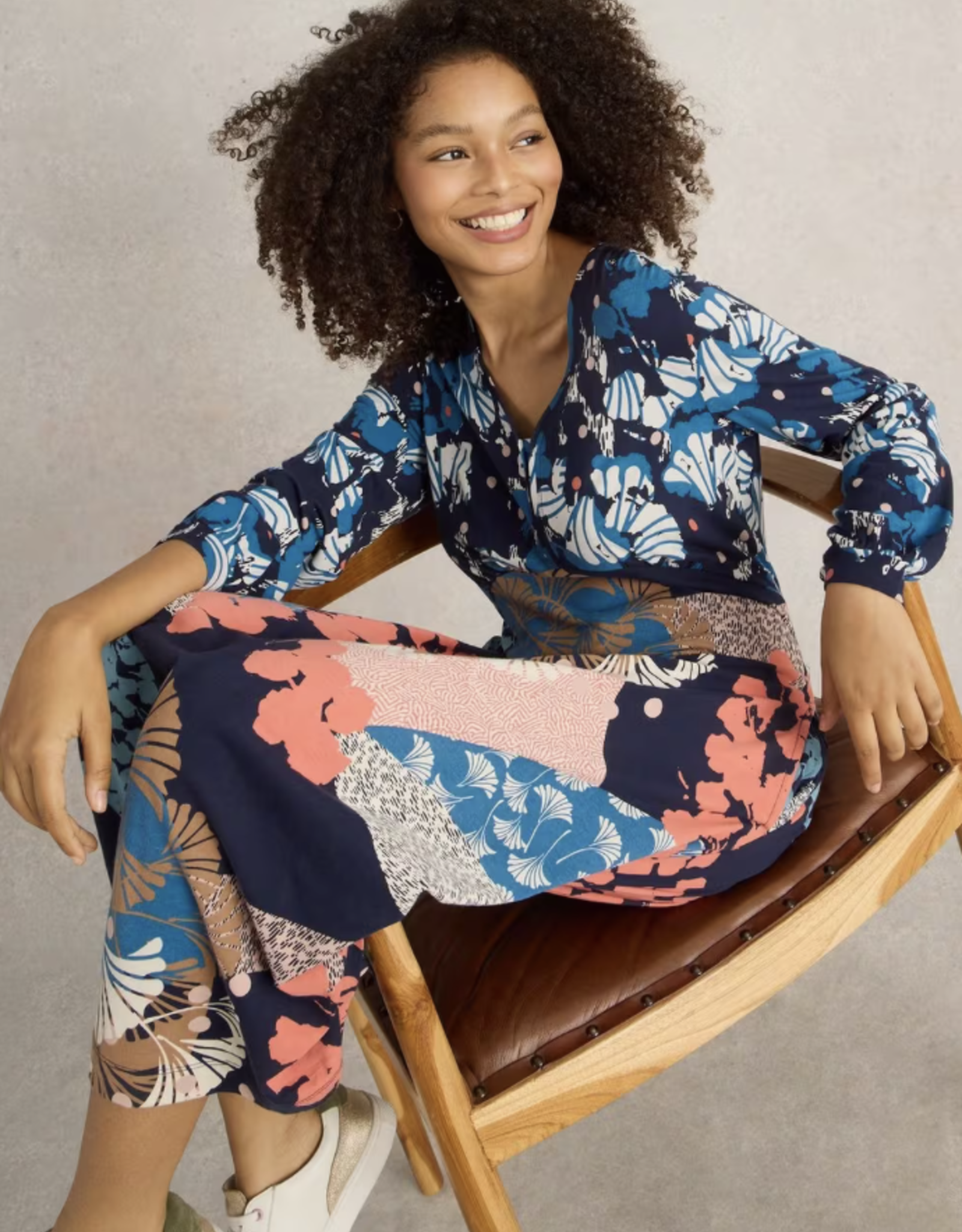 White Stuff White Stuff-442715 Megan Jersey Robe Navy Multi SS25