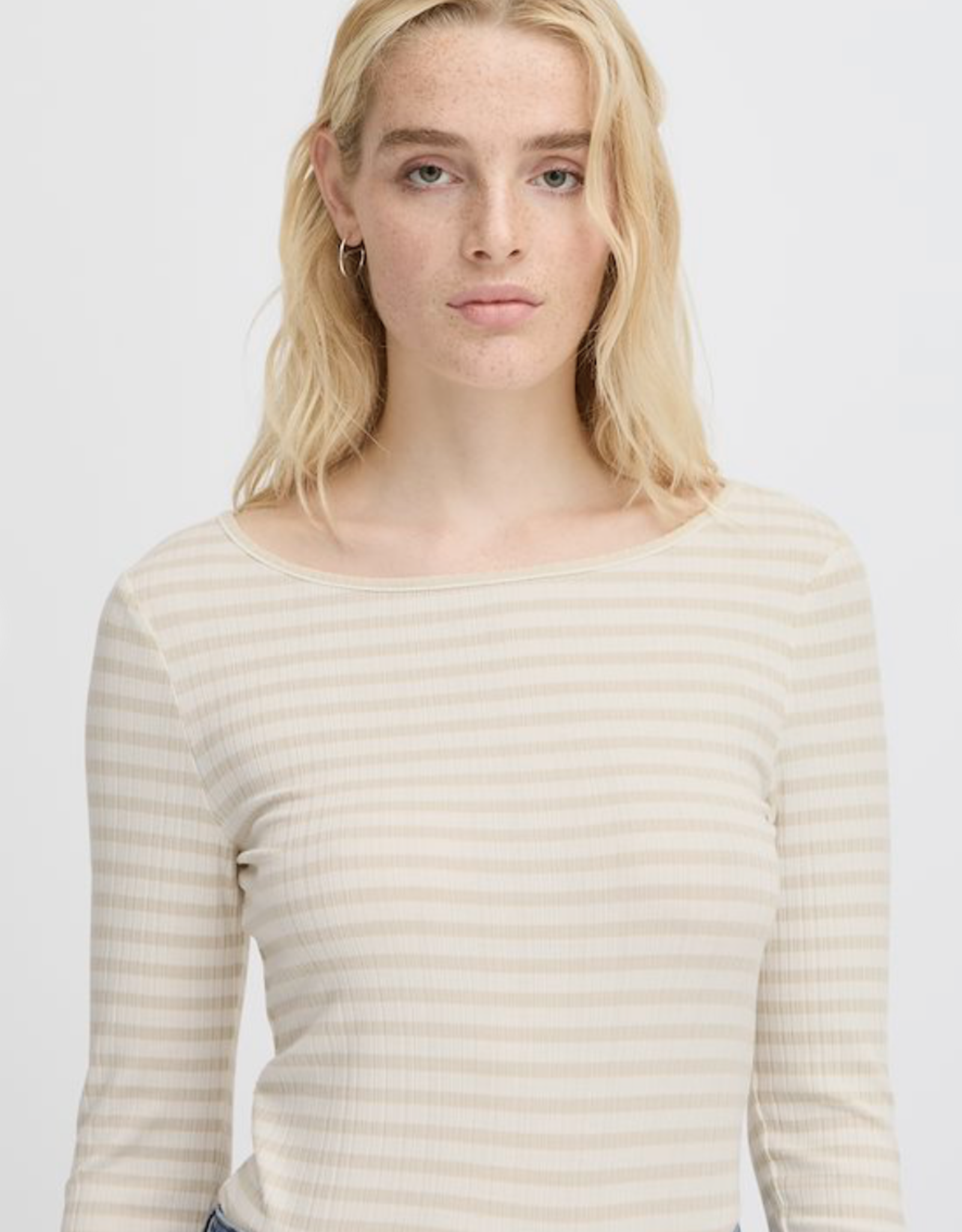 ICHI Ichi-Ihcella Oatmeal stripe tee SS25