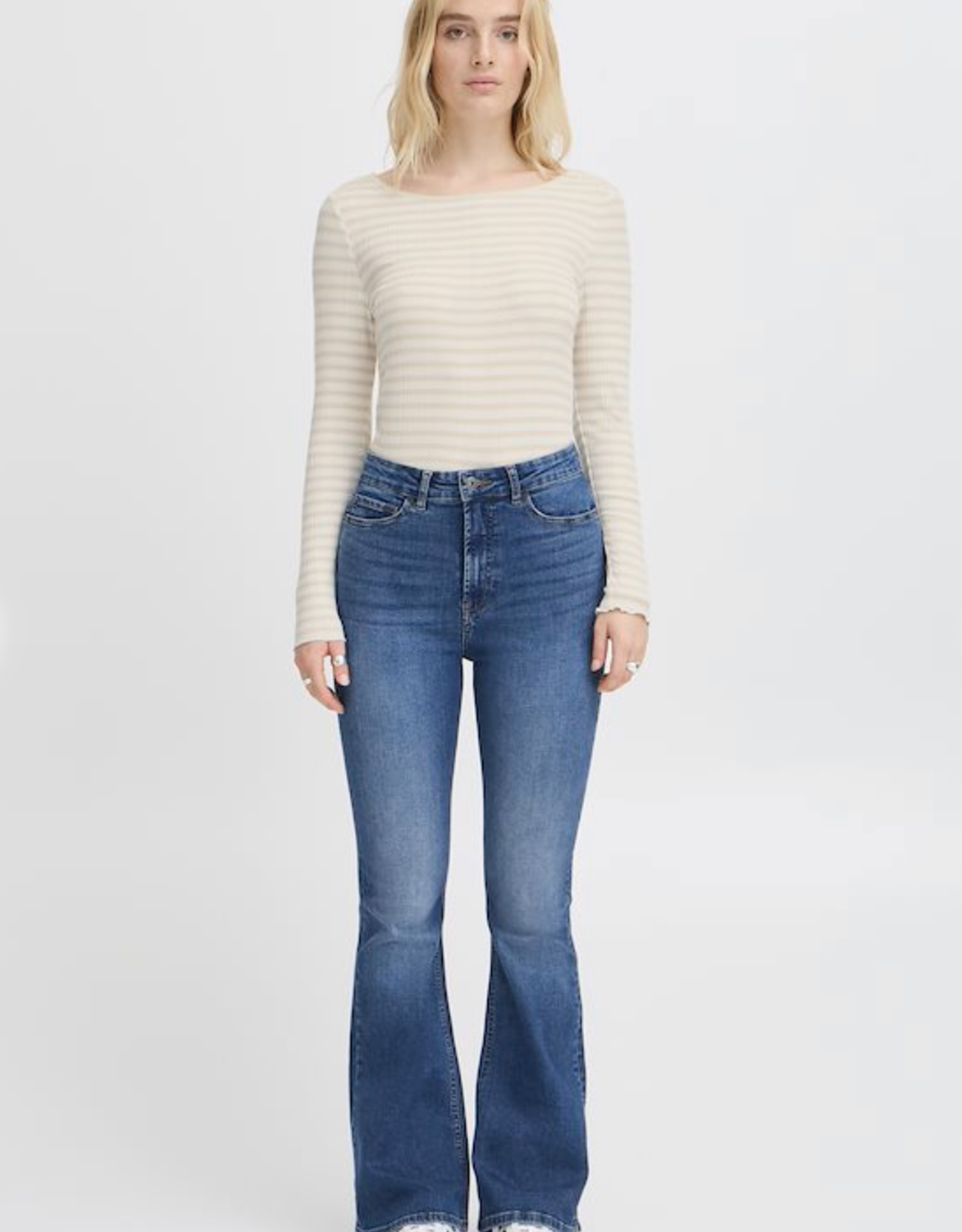 ICHI Ichi-Ihcella Oatmeal stripe tee SS25